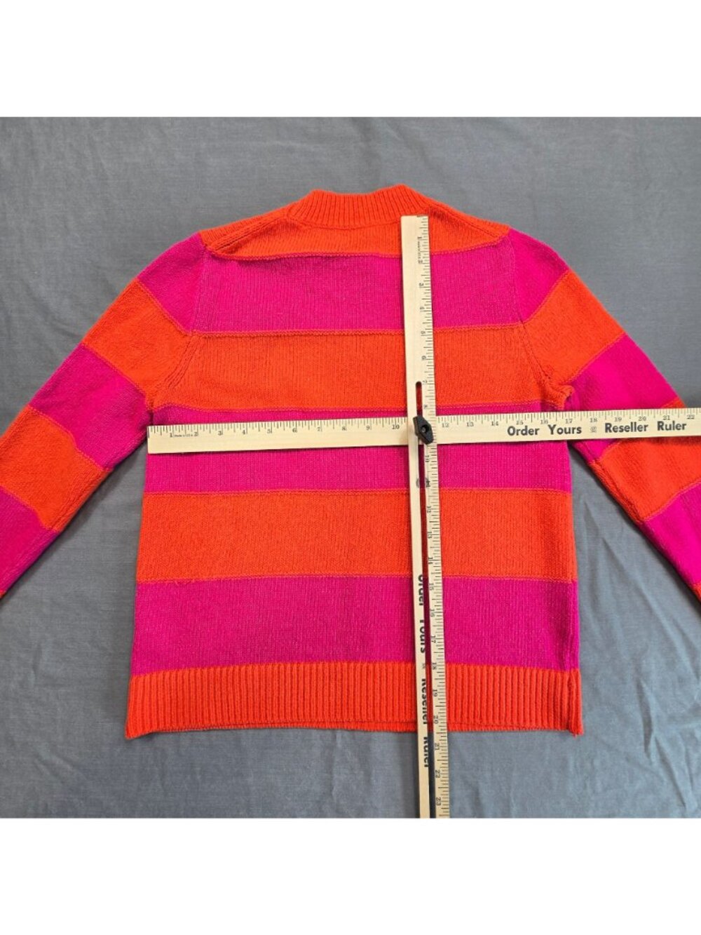Banana Republic Small Sweater Pink Orange Striped Long Sleeve Crewneck Knit - Picture 4 of 4